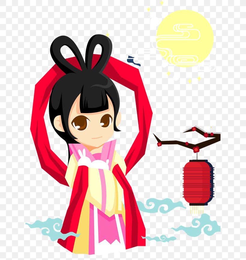 Mid-Autumn Festival Mooncake Chang'e Moon Rabbit, PNG, 650x866px, Watercolor, Cartoon, Flower, Frame, Heart Download Free