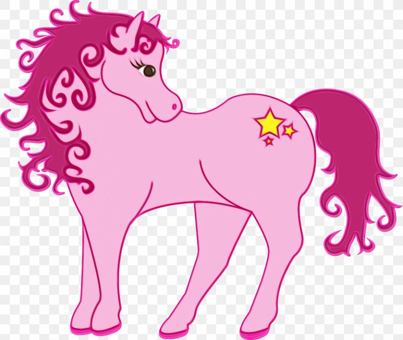 Animal Figure Pink Mane Horse Pony, PNG, 853x720px, Watercolor, Animal Figure, Cartoon, Fictional Character, Horse Download Free