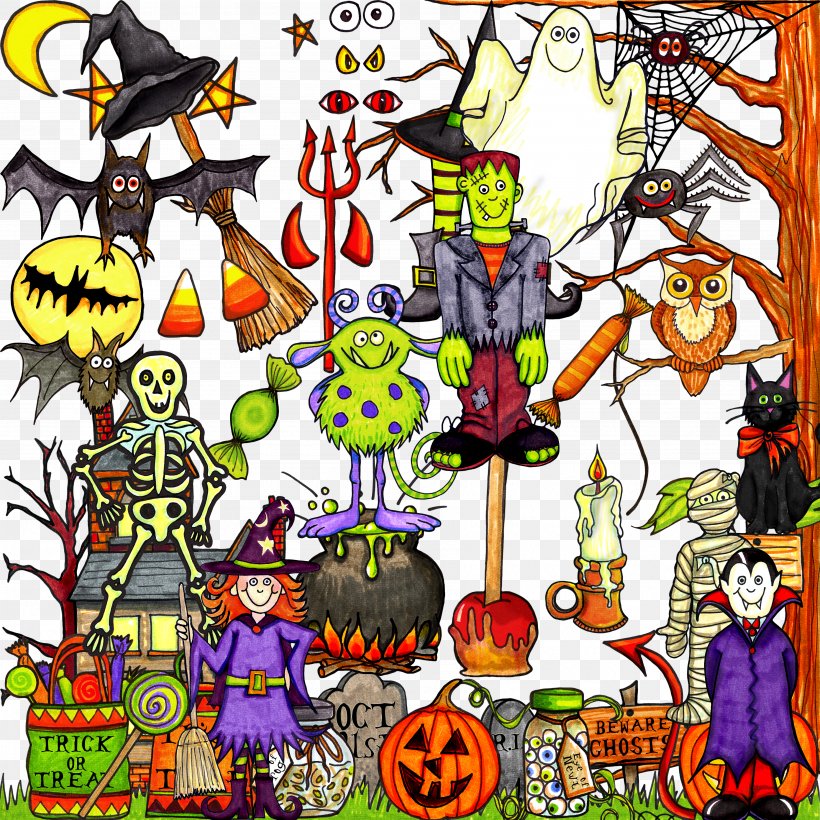 Halloween Decoration, PNG, 3600x3600px, Halloween, Art, Cartoon, Festival, Fiction Download Free