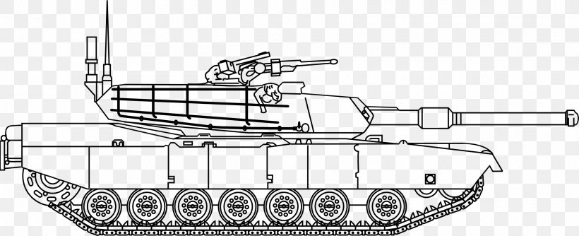 M1 Abrams Main Battle Tank Clip Art, PNG, 2400x980px, M1 Abrams, Army, Auto Part, Black And White, Creighton Abrams Download Free