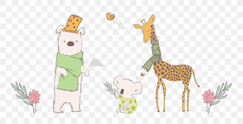 Friends Koala Giraffe, PNG, 2500x1286px, Friends, Animal Figurine, Biology, Cartoon, Deer Download Free