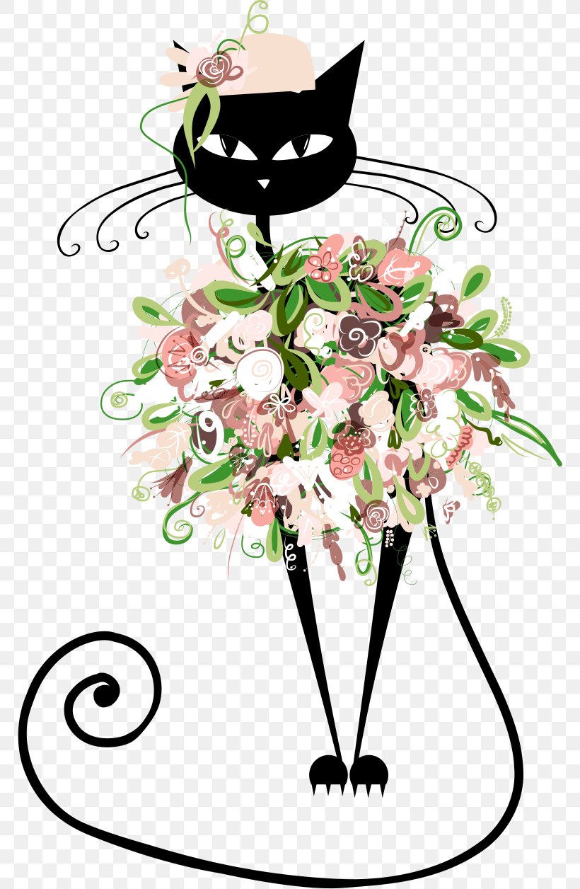 Black Cat Kitten, PNG, 770x1256px, Cat, Art, Artwork, Black Cat, Cut Flowers Download Free