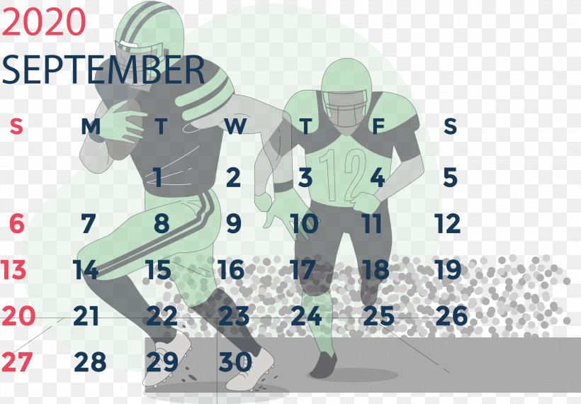 September 2020 Calendar September 2020 Printable Calendar, PNG, 3000x2086px, September 2020 Calendar, Angle, Area, Cartoon, Line Download Free