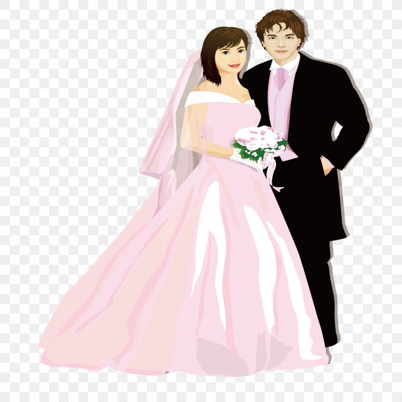 Wedding Dress Marriage Bride Formal Wear, PNG, 1000x1000px, Watercolor, Cartoon, Flower, Frame, Heart Download Free