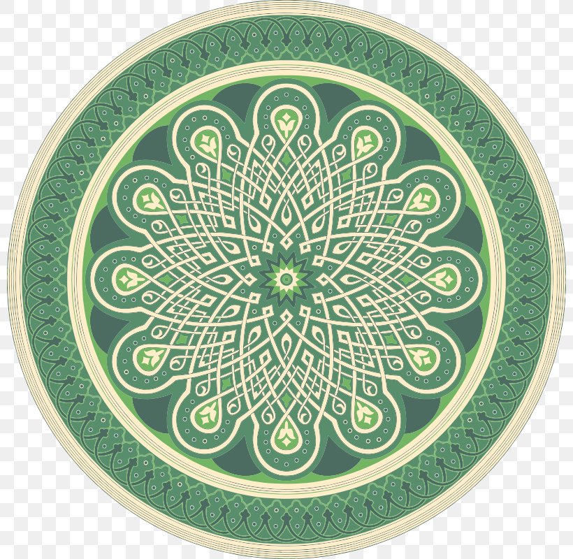 Islamic Geometric Patterns Islamic Art Mandala, PNG, 800x800px, Islamic Geometric Patterns, Arabesque, Dishware, Green, Islam Download Free