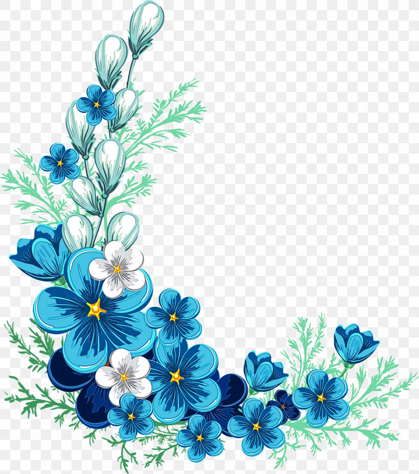 Blue Flower Frame, PNG, 2653x3000px, Watercolor, Blue, Blue Flower, Blue Flower Frame, Blue Rose Download Free