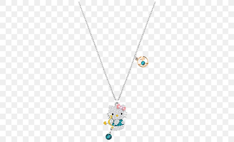 Hello Kitty Swarovski AG Necklace Pendant, PNG, 600x500px, Hello Kitty, Birthstone, Body Jewelry, Capricornus, Colored Gold Download Free