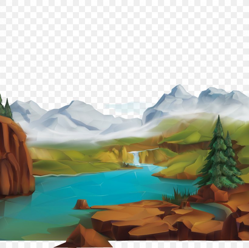 Natural Landscape Nature Illustration, PNG, 1181x1181px, Landscape, Acrylic Paint, Art, Artwork, Calm Download Free