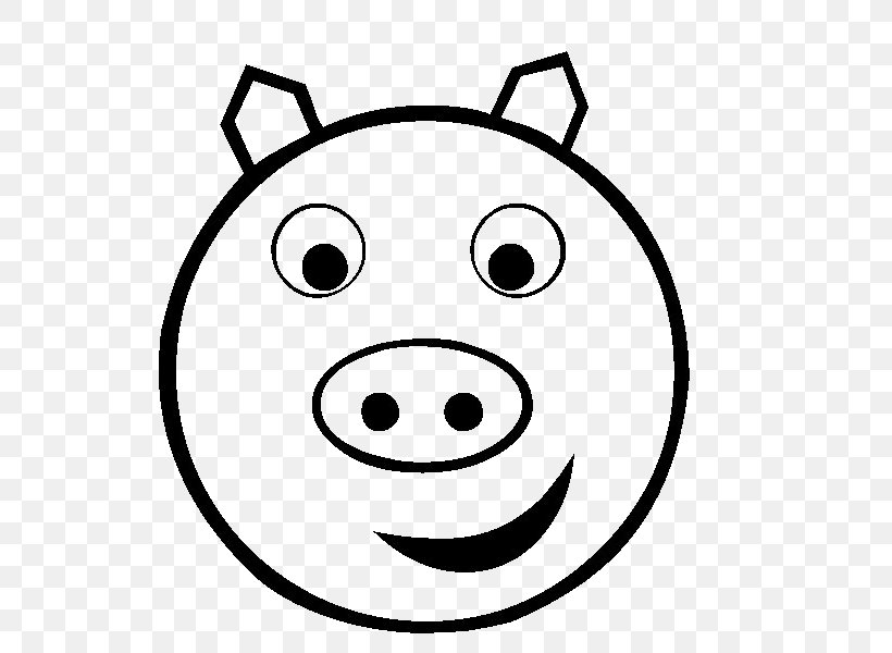 Smiley Pig Clip Art, PNG, 600x600px, Smiley, Black And White, Emoticon, Emotion, Facial Expression Download Free