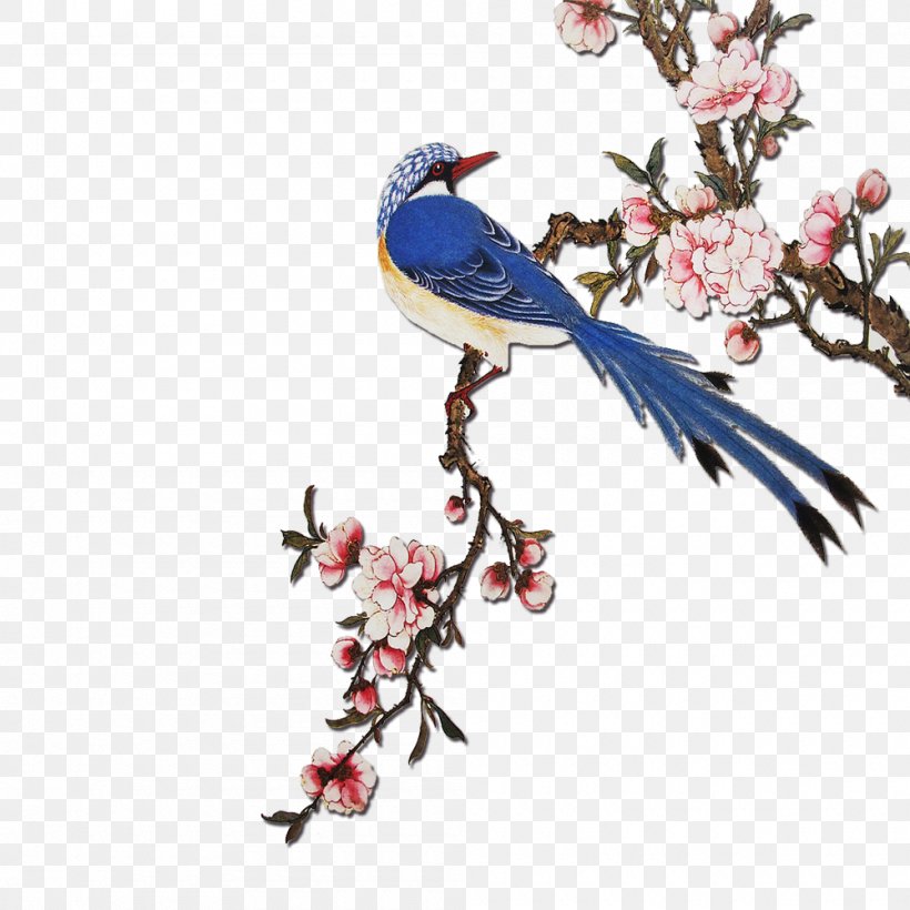 Flowering Peach Trees Bird Painting, PNG, 1000x1000px, Flowering Peach Trees, Art, Beak, Bird, Bluebird Download Free