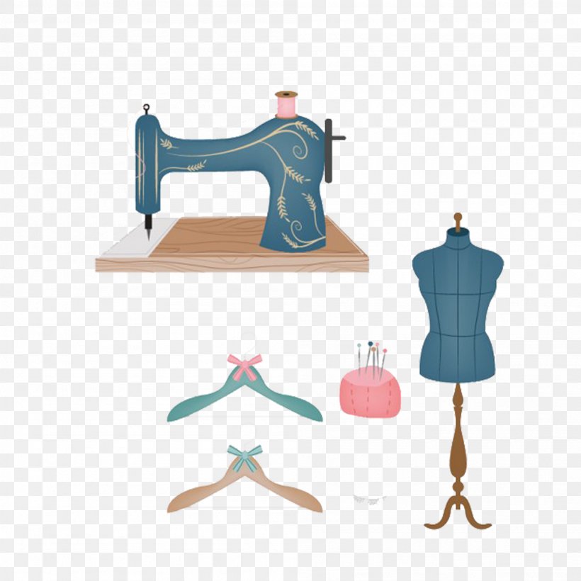 Sewing Needle Drawing Sewing Machine Clip Art, PNG, 2001x2001px, Sewing, Blue, Button, Clothes Hanger, Drawing Download Free