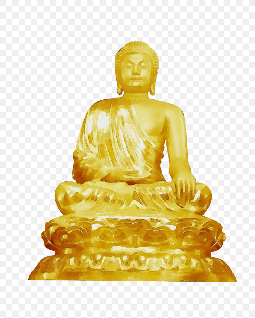 Statue Sculpture Yellow Figurine Sitting, PNG, 724x1024px, Watercolor, Brass, Bronze, Bronze Sculpture, Carving Download Free