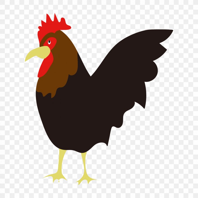 Chicken Rooster Bird Illustration New Year Card, PNG, 1667x1667px, Chicken, Beak, Bird, Brown, Comb Download Free