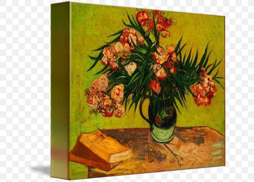 Floral Design Still Life: Vase With Oleanders And Books Van Gogh, PNG, 650x588px, Floral Design, Allposterscom, Art, Artwork, Canvas Download Free
