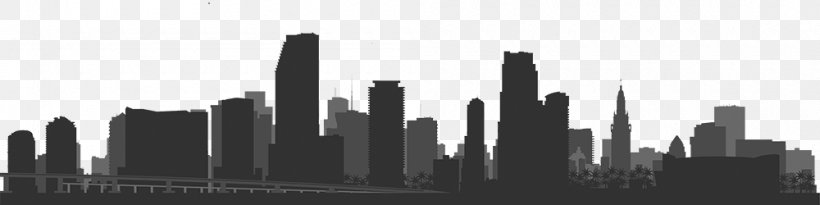 Greater Downtown Miami Skyline The World Mail & Express Americas Conference 2018 In Miami Miami Beach, PNG, 1000x250px, Greater Downtown Miami, Black And White, City, Hotel, Metropolis Download Free