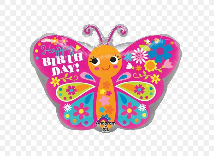 Butterfly Balloon Birthday Gift Insect, PNG, 600x600px, Butterfly, Balloon, Birthday, Birthday Cake, Butterflies And Moths Download Free