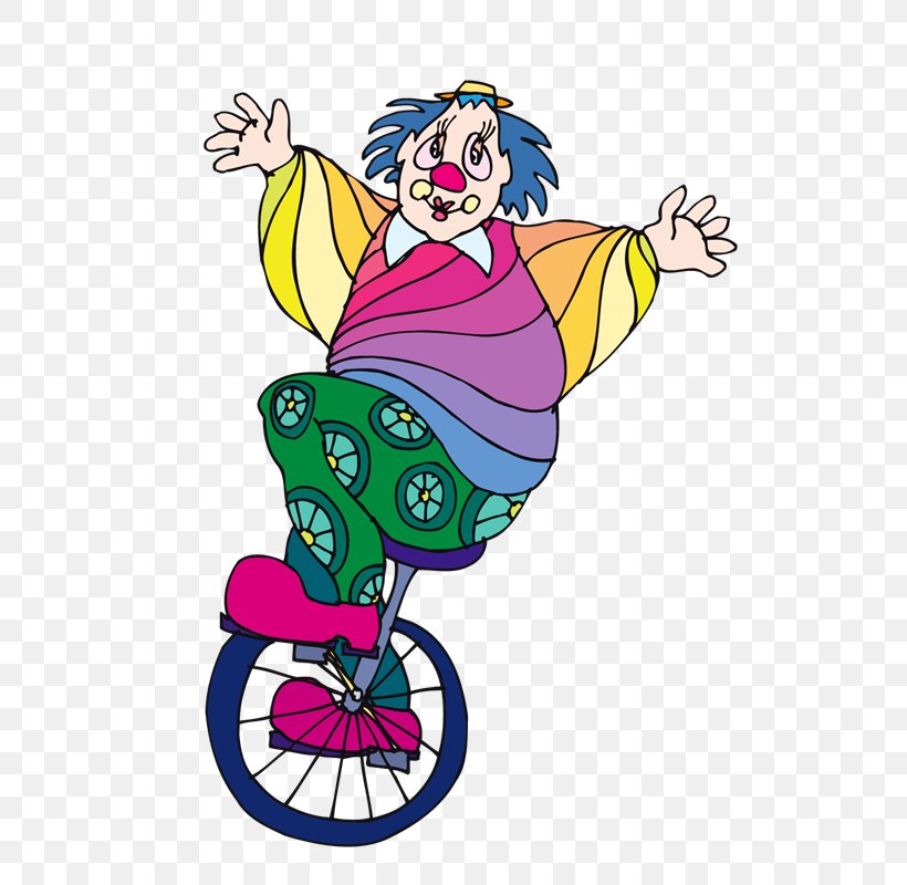 Circus Clown Bicycle Unicycle Cartoon, PNG, 597x800px, Circus, Art, Artwork, Cartoon, Clown Download Free
