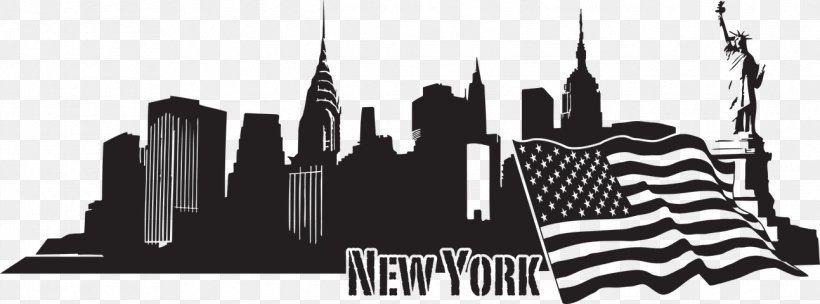 New York City Wall Decal Skyline, PNG, 1293x480px, New York City, Adhesive, Art, Black And White, Brand Download Free