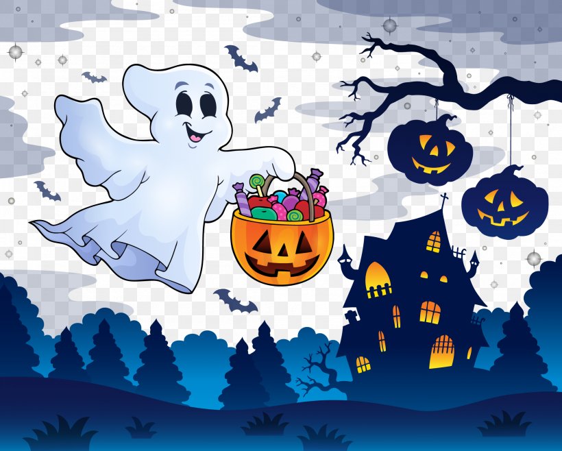 Ghost Halloween Illustration, PNG, 2096x1683px, Haunted House, Art, Cartoon, Clip Art, Flightless Bird Download Free