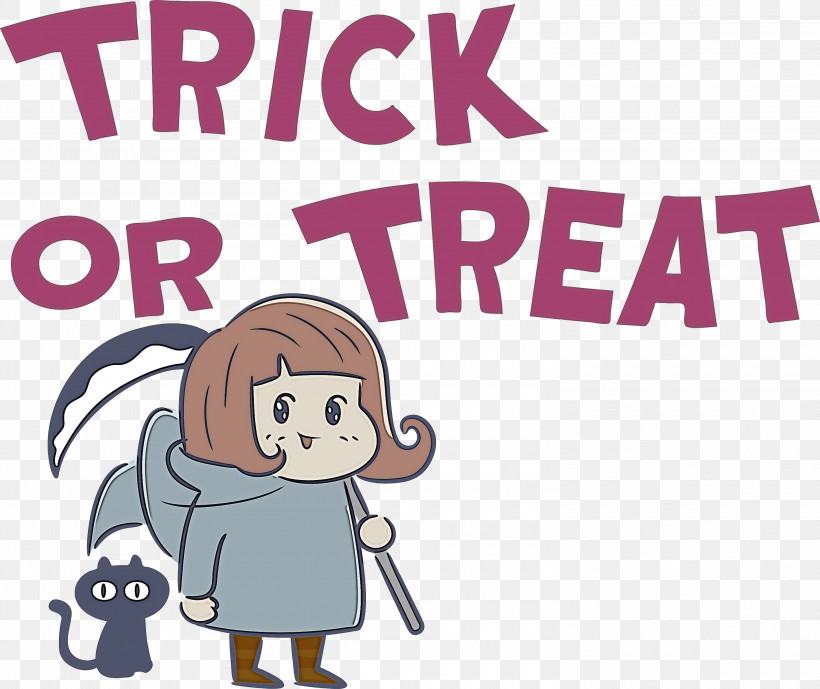 TRICK OR TREAT Halloween, PNG, 3000x2522px, Trick Or Treat, Calligraphy, Cartoon, Character, Drawing Download Free
