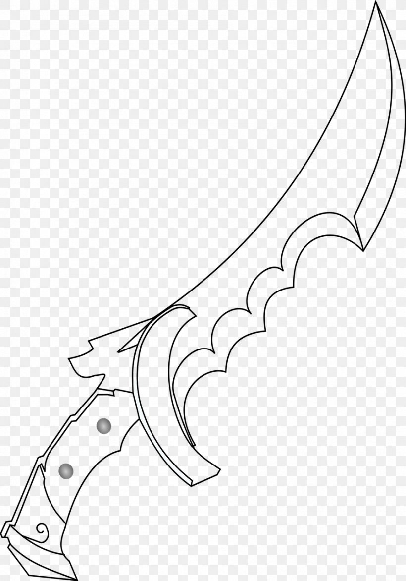 Knife Weapon Sword Blade Clip Art, PNG, 895x1280px, Knife, Area, Artwork, Black And White, Blade Download Free