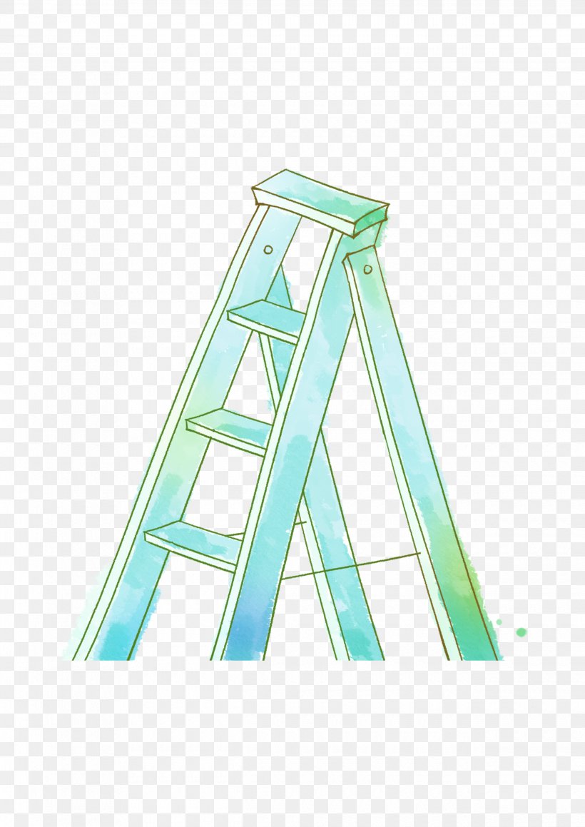 Ladder Illustration, PNG, 2480x3508px, Ladder, Aqua, Artworks, Cartoon, Stairs Download Free