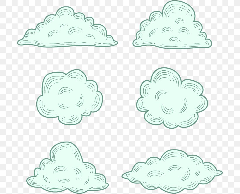 Hand-painted Clouds, PNG, 704x662px, White, Green, Material, Pattern, Petal Download Free