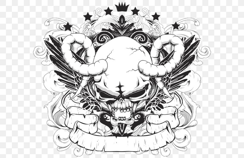 T-shirt Skull Graphic Design, PNG, 600x533px, Tshirt, Art, Black And White, Bone, Drawing Download Free