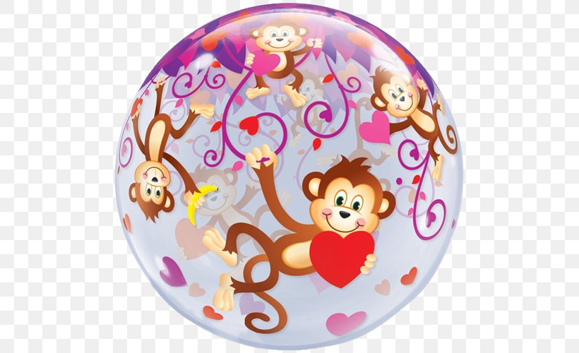 Toy Balloon Valentine's Day Monkey Love, PNG, 500x500px, Balloon, Birthday, Christmas Ornament, Dishware, Flower Bouquet Download Free