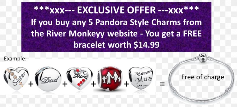 Pandora Charm Bracelet Jewellery Silver, PNG, 1448x657px, Pandora, Area, Banner, Bead, Body Jewellery Download Free