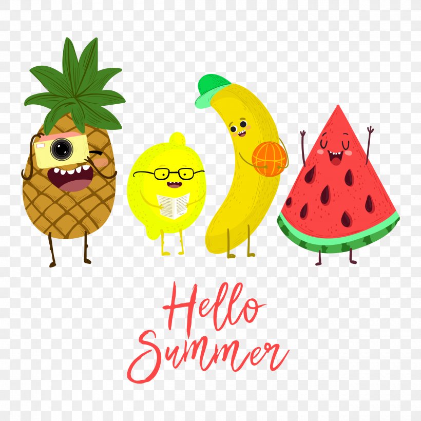 Summer Fruit Watermelon Banana Pineapple, PNG, 2500x2500px, Fruit, Banana, Cuisine, Food, Melon Download Free