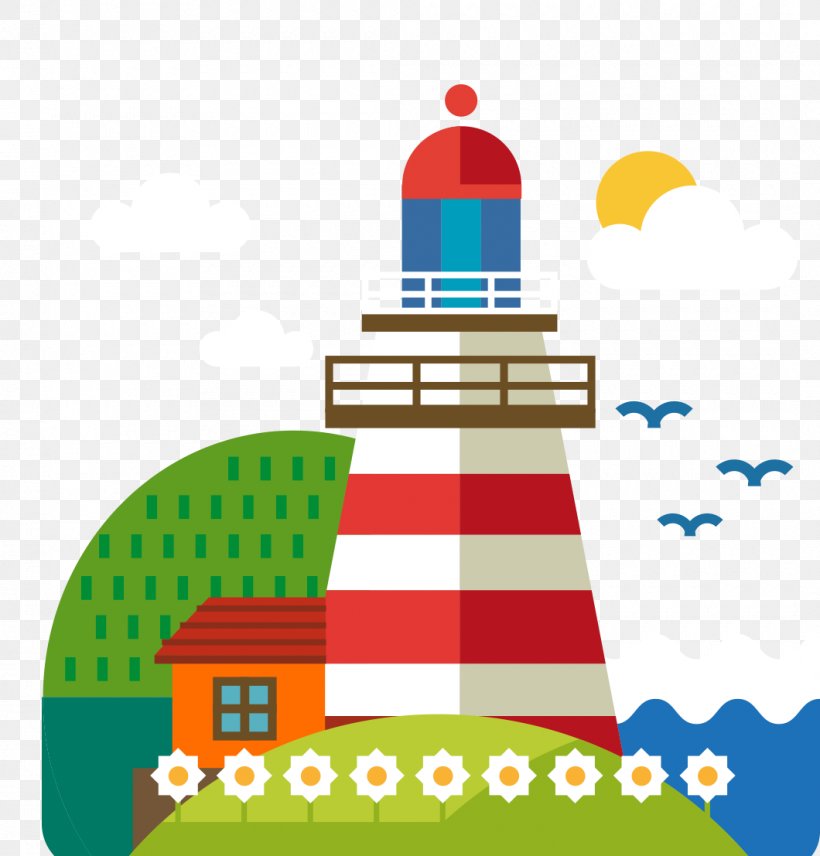 Cartoon Lighthouse, PNG, 1060x1107px, Cartoon, Area, Cone, Flat Design, Lighthouse Download Free