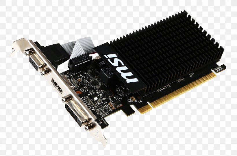 Graphics Cards & Video Adapters NVIDIA GeForce GT 710 Micro-Star International PCI Express, PNG, 3048x2016px, Graphics Cards Video Adapters, Cable, Computer Component, Computer Hardware, Ddr3 Sdram Download Free