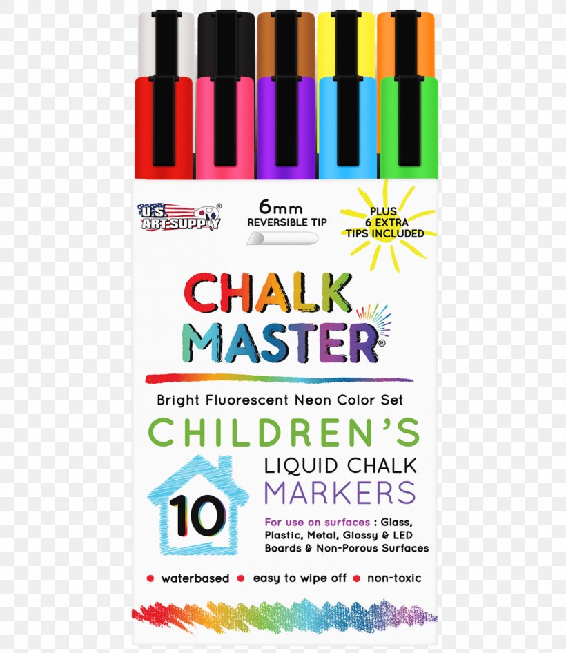 10 Colour 6mm Children's Chalkmaster Liquid Chalk Markers Set + 6 Reversible Tip Brand Font Display Board Product, PNG, 1300x1500px, Watercolor, Cartoon, Flower, Frame, Heart Download Free