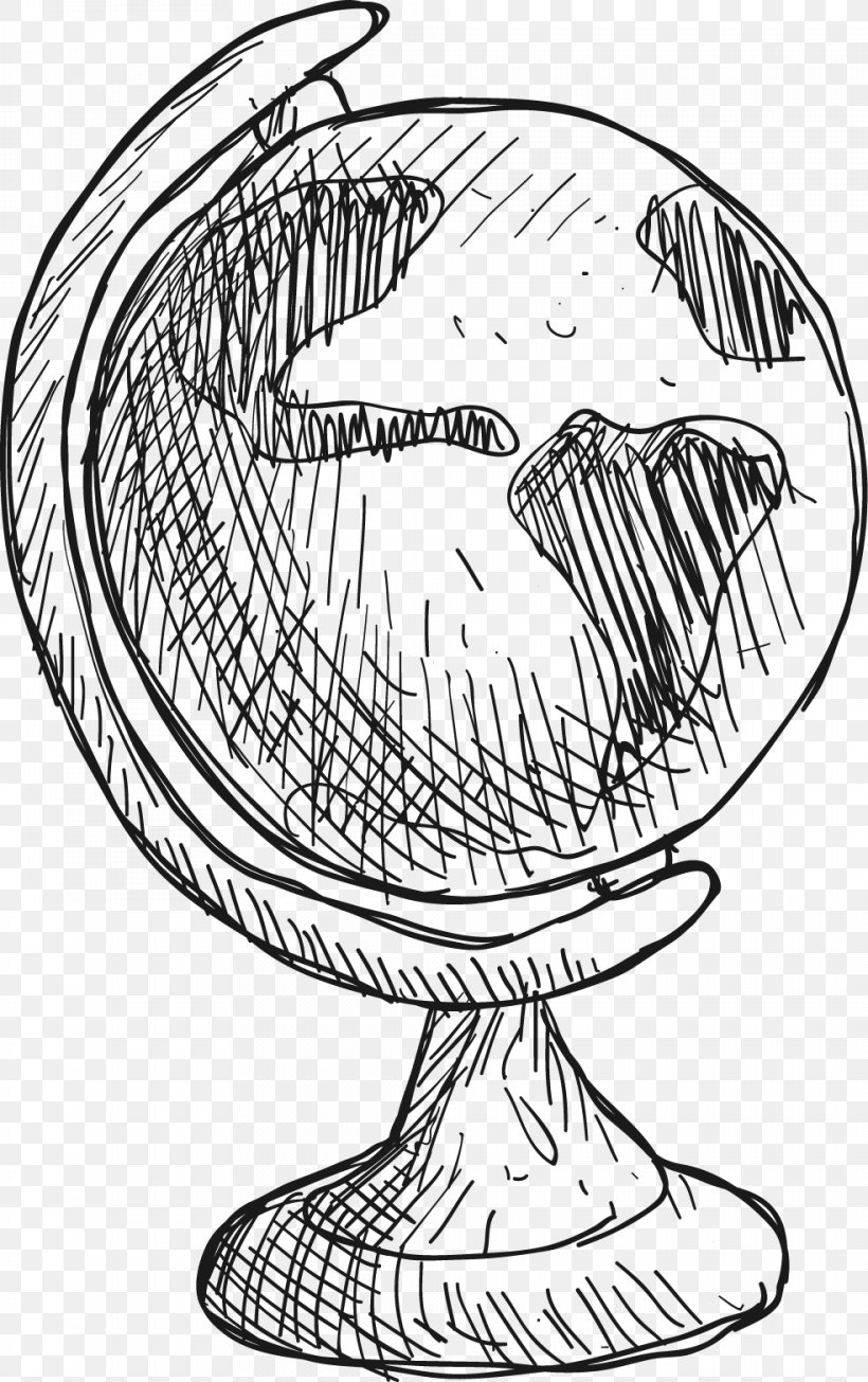 Globe, PNG, 984x1566px, Globe, Area, Artwork, Black And White, Drawing Download Free