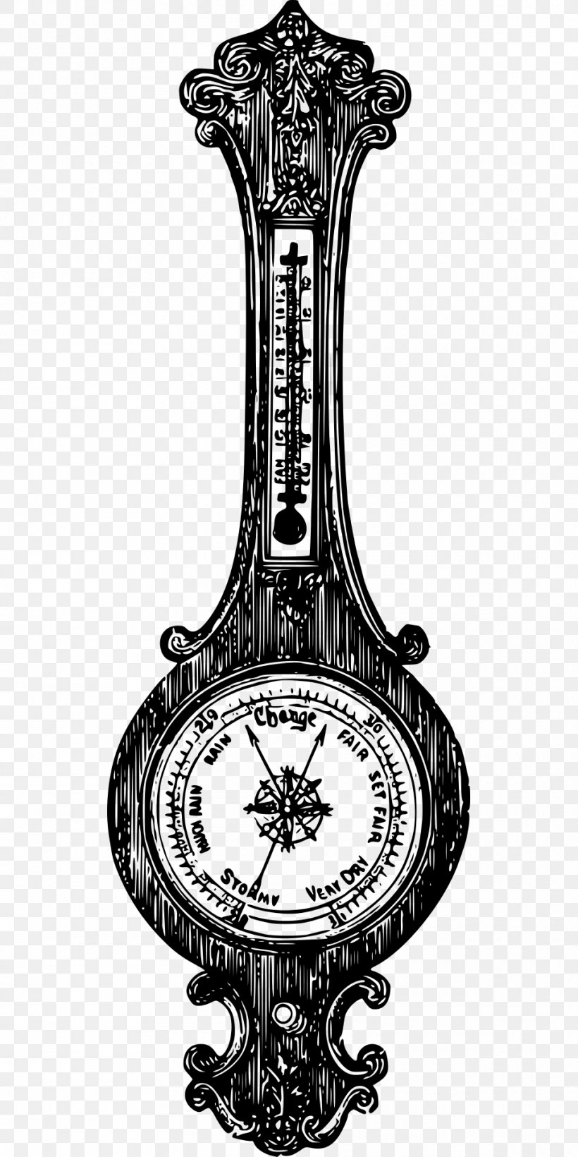 Barometer Measuring Instrument Meteorology, PNG, 960x1920px, Barometer, Anemometer, Black And White, Clock, Daniel Gabriel Fahrenheit Download Free