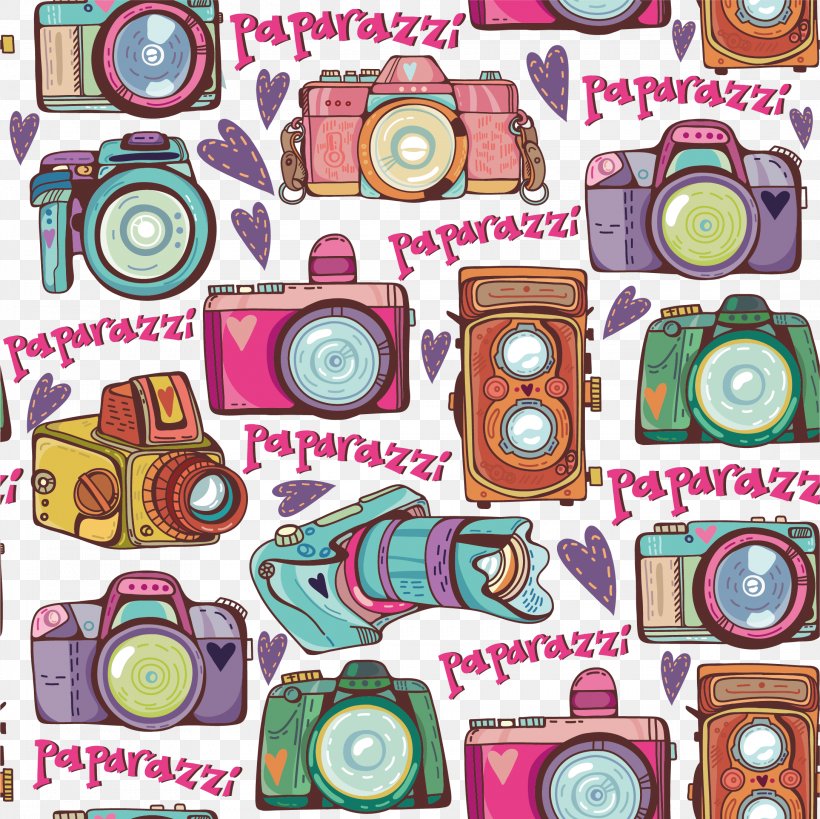 Camera Drawing Pattern, PNG, 2173x2172px, Camera, Cartoon, Cdr, Drawing, Retro Style Download Free