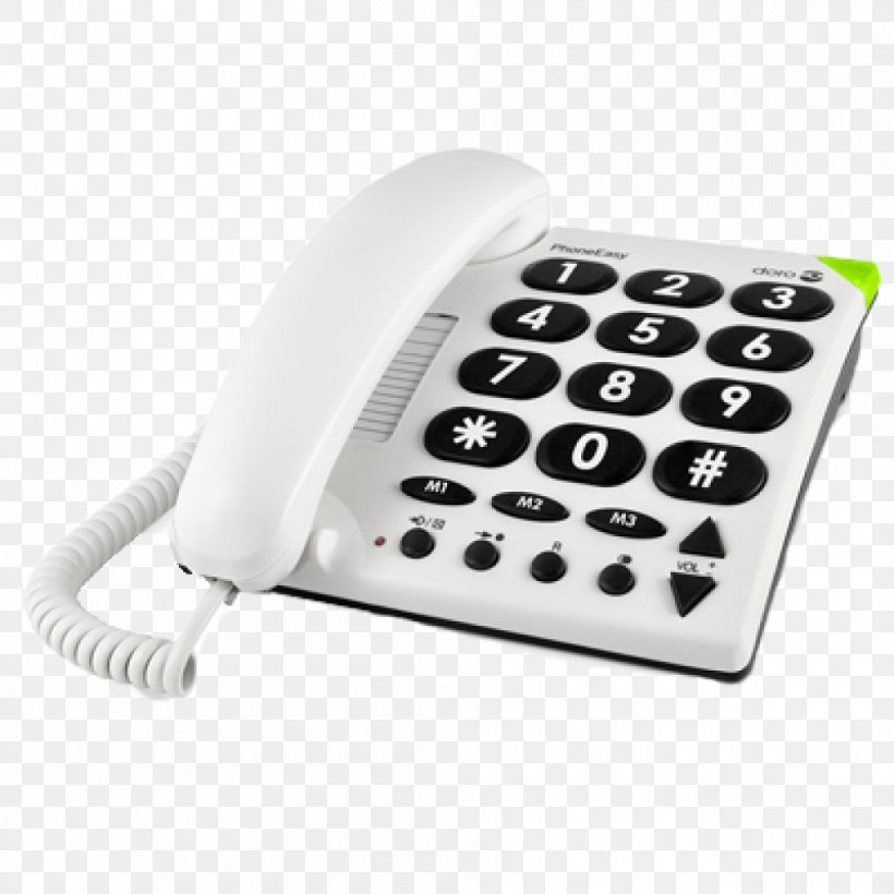 Doro PhoneEasy 530X Push-button Telephone Doro PhoneEasy 311c Home & Business Phones, PNG, 1000x1000px, Telephone, Answering Machines, Corded Phone, Cordless Telephone, Dialling Download Free