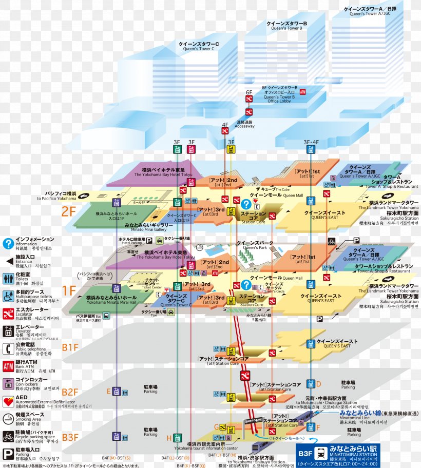 Minato Mirai Tokyu Square Queen's Square Yokohama Saboten Map Yokohama Landmark Tower, PNG, 2332x2596px, Map, Architecture, Area, Building, Diagram Download Free