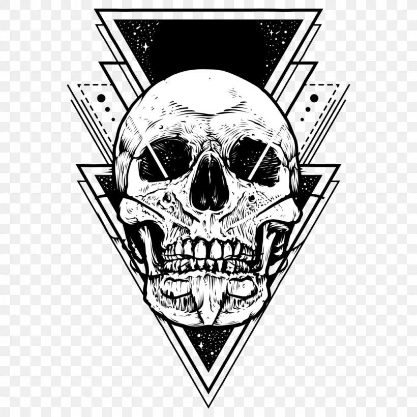 Skull Art, PNG, 1024x1024px, Sacred Geometry, Art, Blackandwhite, Bone, Emblem Download Free