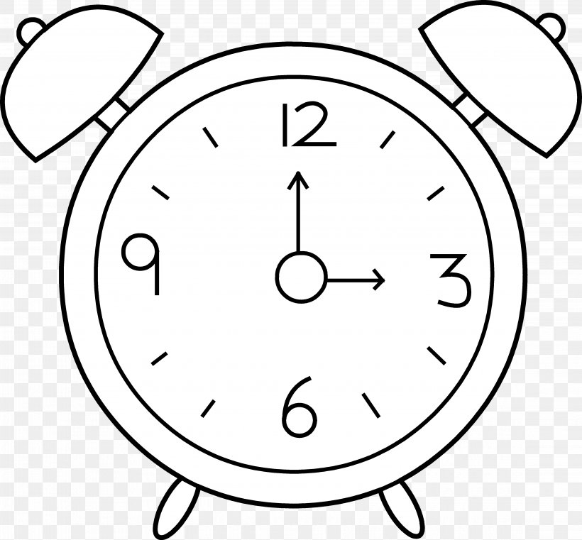 Alarm Clock White Clip Art, PNG, 4548x4223px, Alarm Clock, Area, Black, Black And White, Clock Download Free