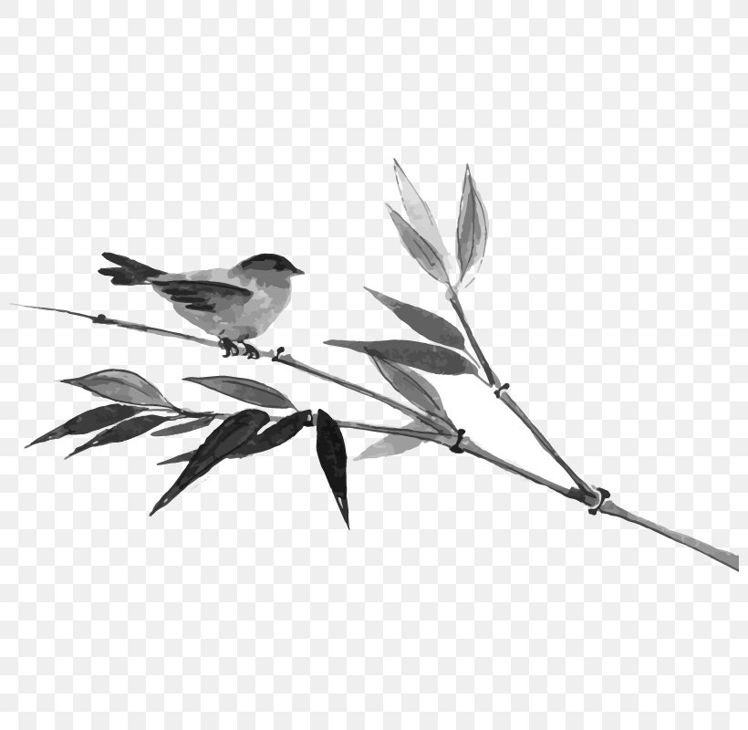 Japanese Ink Painting Ink Wash Painting Japanese Painting, PNG, 800x800px, Japanese Ink Painting, Beak, Bird, Black And White, Branch Download Free