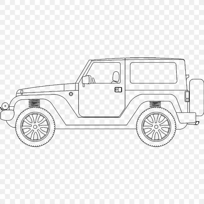 Jeep Car Motor Vehicle Off-road Vehicle Automotive Design, PNG, 1000x1000px, Jeep, Automotive Design, Automotive Exterior, Automotive Tire, Black And White Download Free