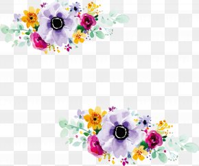 Romantic Watercolor Flower Decoration Box - Floral Design Wedding Invitation Watercolour Flowers Watercolor Painting PNG