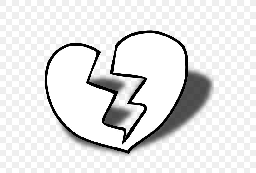 Broken Heart Black And White Clip Art, PNG, 555x555px, Broken Heart, Area, Black And White, Free Content, Hand Download Free