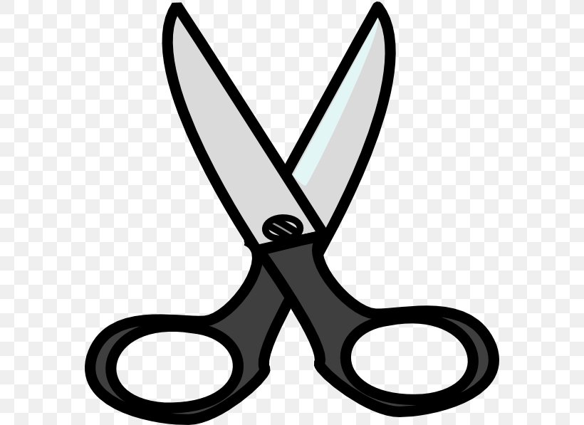 Hair-cutting Shears Scissors Clip Art, PNG, 582x597px, Haircutting Shears, Artwork, Black And White, Drawing, Line Art Download Free
