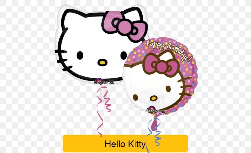 Hello Kitty Mylar Balloon Character Gas Balloon, PNG, 500x500px, Hello Kitty, Balloon, Birthday, Character, Face Download Free