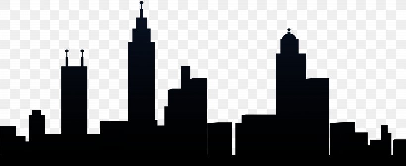 Silhouette Skyline City Clip Art, PNG, 8000x3280px, Silhouette, Art Museum, Black And White, Building, Cartoon Download Free