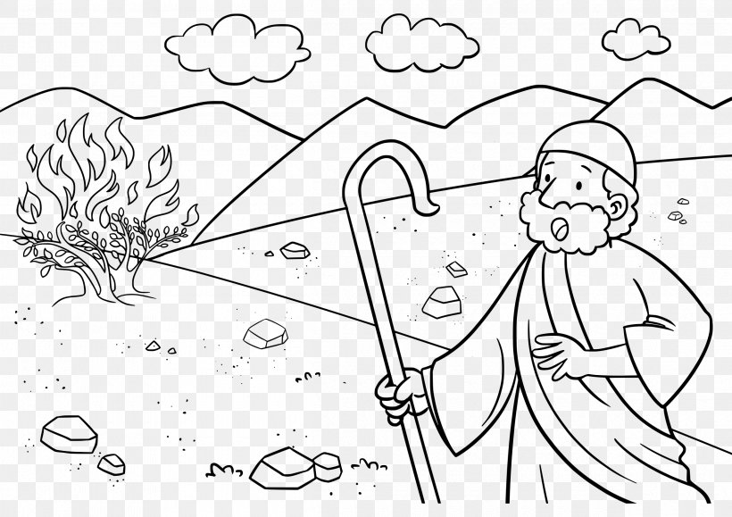 Bible Story Burning Bush Coloring Book Child, PNG, 2400x1697px, Watercolor, Cartoon, Flower, Frame, Heart Download Free