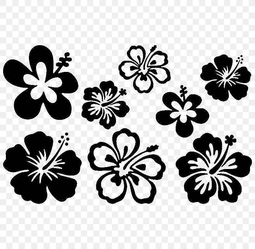 Sticker Car Flower Decal Hibiscus, PNG, 800x800px, Sticker, Black, Black And White, Butterfly, Car Download Free